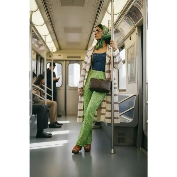 Vintage 70s Knit Fashion Plaid Long Cardigan Sweater Acrylic L Coastal Grandma - Picture 4 of 15